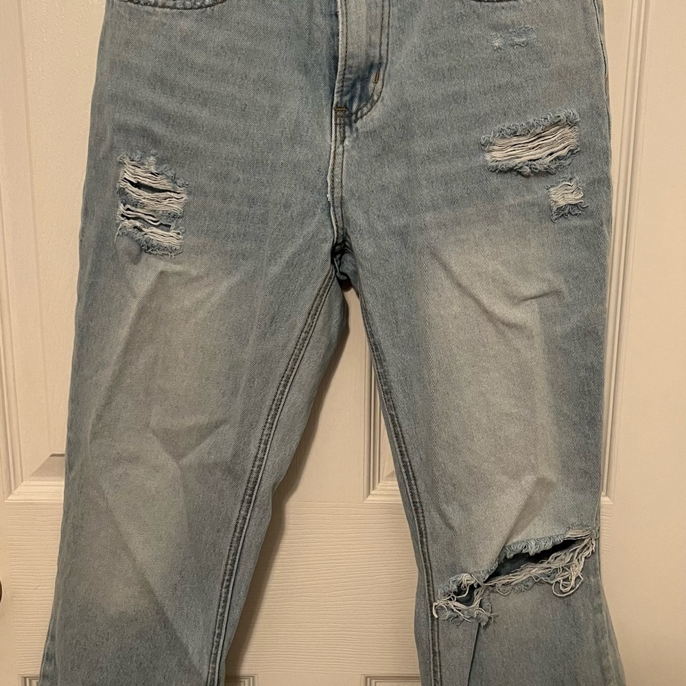 Casual Light Blue Straight Leg Women's Jeans